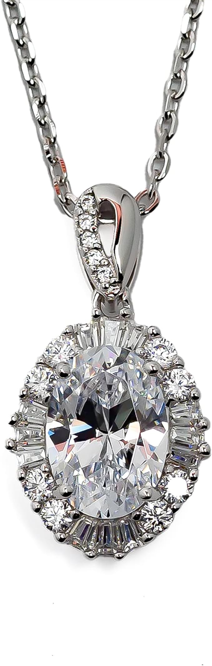 5A Man-Made Oval Diamond Necklace | 6CTTW Diamond Pendant For Women