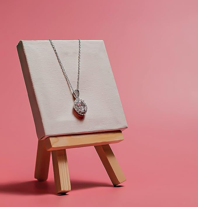 5A Man-Made Oval Diamond Necklace | 6CTTW Diamond Pendant For Women