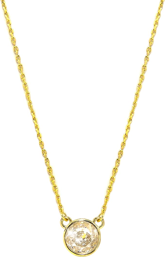 14K Gold over Sterling Silver Necklace For Women | 3CT Silver Pendant