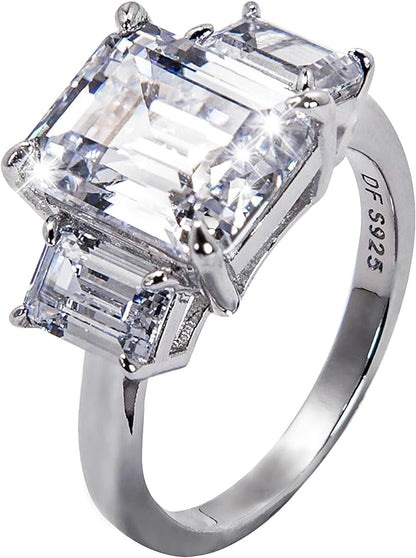 Three Stones Diamond Ring for Women | 6.5CTTW Clear Man Made Diamond Ring