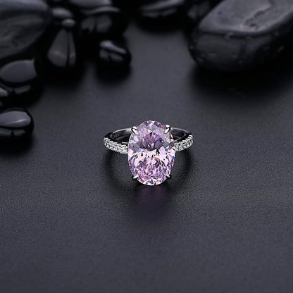 Oval Shaped Pink and White Zircons Ring | 3CTTW Diamond Rings