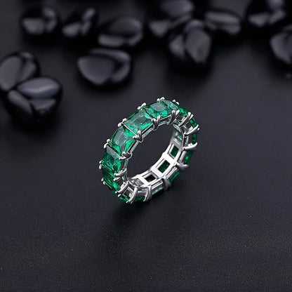 Emerald Green Man-Made Diamonds | 8CTTW Clear Eternity Band Rings For Women