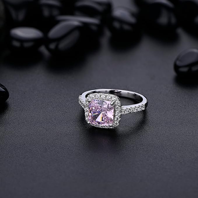 Pink Square Cut Ring | Man-Made Diamond Rings For Women