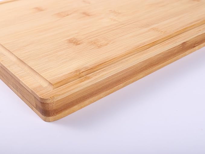 Bamboo Wood Cutting Board For Kitchen | Best For Meat, Veggies & Fruits (18 X 12 X 1 Inches )