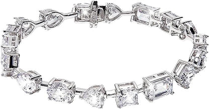 Multishape, Brilliant Cut Tennis Bracelet | 32CTTW Sterling Silver Bracelets For Women