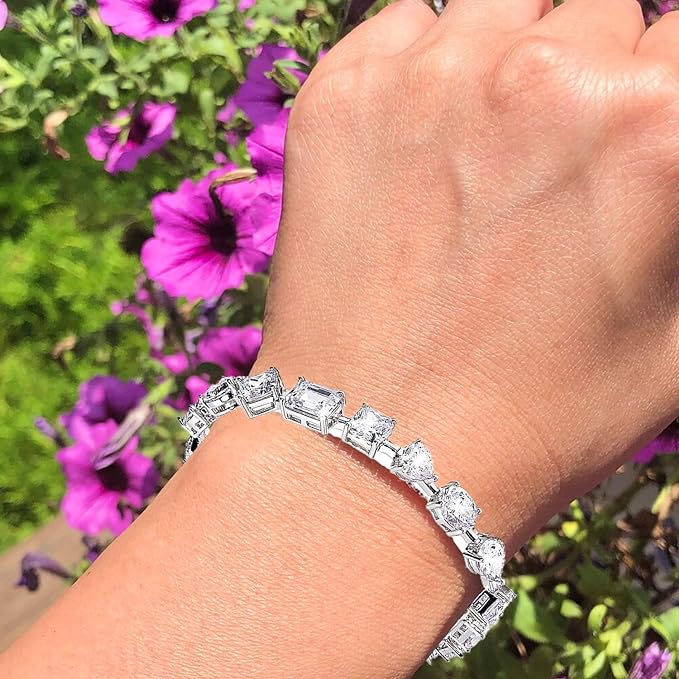 Multishape, Brilliant Cut Tennis Bracelet | 32CTTW Sterling Silver Bracelets For Women