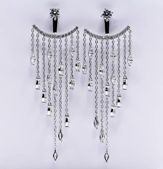 Man Made Diamond Earring Jacket For Women | Dramatic Dangle Earrings