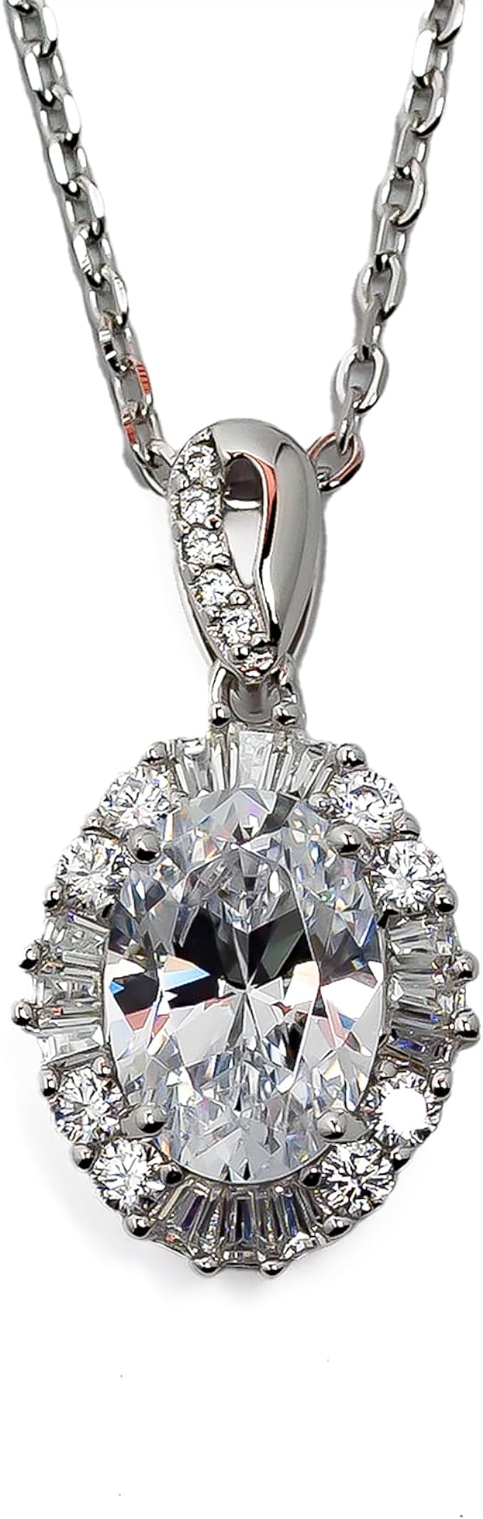 5A Man-Made Oval  Diamond Necklace | 6CTTW Diamond Pendant For Women