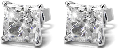 2.0CTTW Gold Princess Cut Diamond Solitaire Screwback Stud Earrings