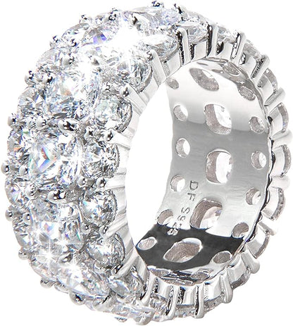 Iced Out Triple Row Diamond Fashion Ring | 23ct Full Set Man Made Eternity Band