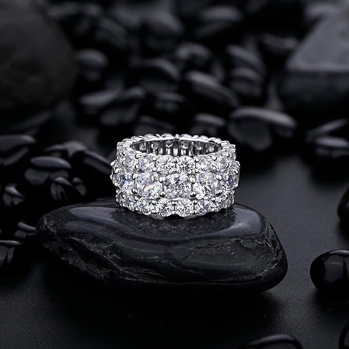 Iced Out Triple Row Diamond Fashion Ring | 23ct Full Set Man Made Eternity Band