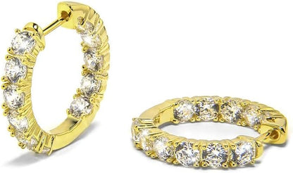 50CTTW Gold Plated Diamond Hoop for Women | Sona Earrings For Women