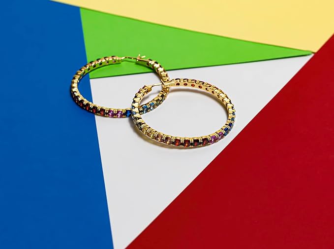 2cttw Multicolor Hoops | Diamond Earrings For Women