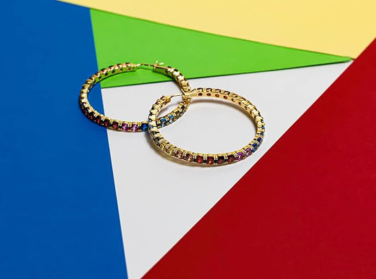 2cttw Multicolor Hoops | Diamond Earrings For Women