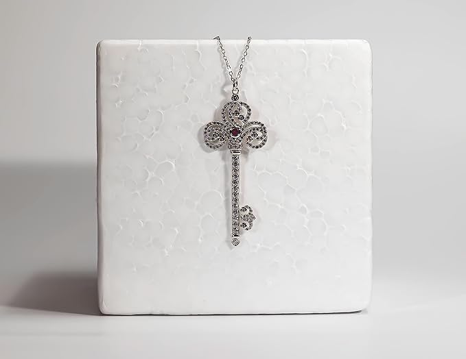 Man Made Diamond Scroll Key Pendant Necklace | Diamond Pendant Necklace For Women