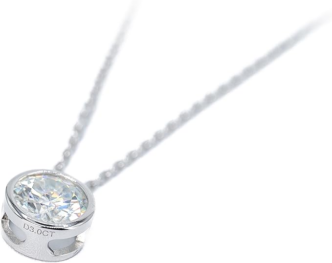 Moissanite Bezel Setting Necklace in 925 Silver | Minimalistic Silver Pendant For Women