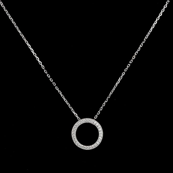 Moissanite Diamond Necklace in 925 Silver | Minimalistic Silver Pendant For Women | Circle Diamond Necklace