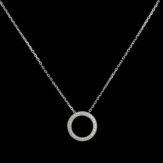 Moissanite Diamond Necklace in 925 Silver | Minimalistic Silver Pendant For Women | Circle Diamond Necklace