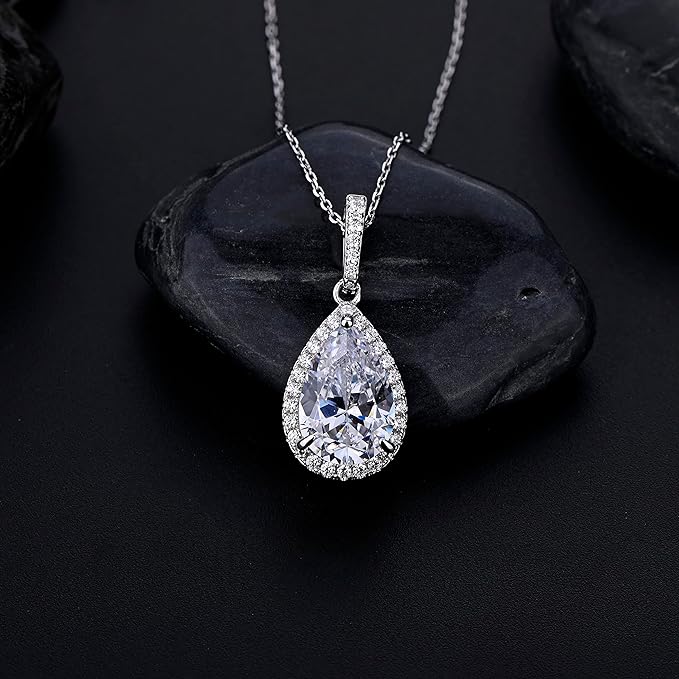 Pear Shape Diamond Necklace | 10CT Diamond Necklace For Women