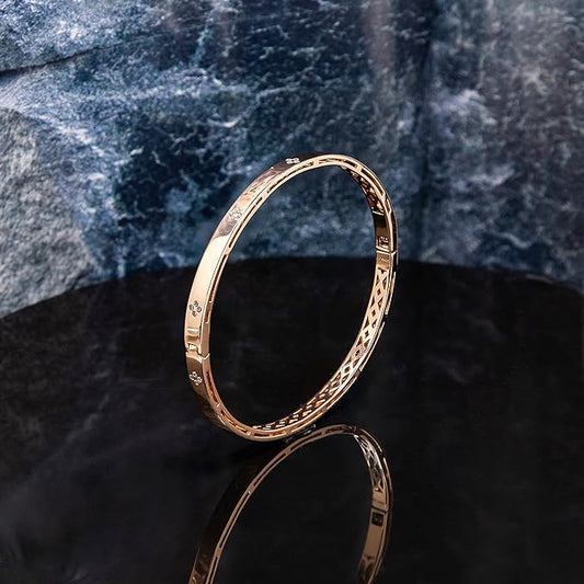 Man-Made Diamond Rose Gold Bangle |14K Rose Gold Bracelet For Women