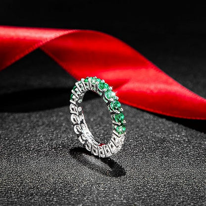 Stones Eternity Band Rings | Green Emerald and Diamond Wedding Band