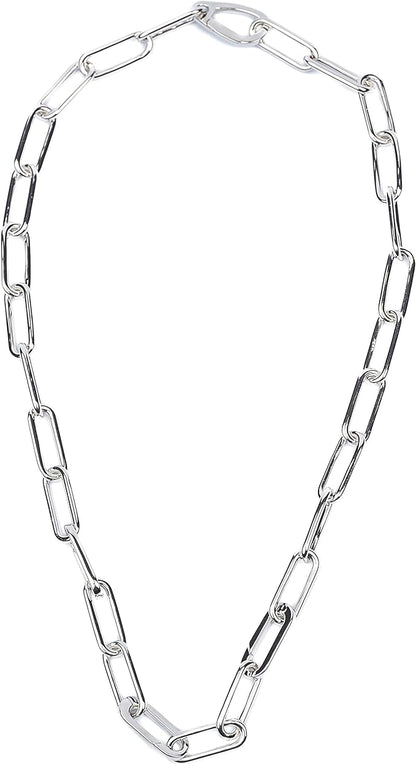 925 Sterling Silver Paperclip Necklace Bracelet Chain for Women