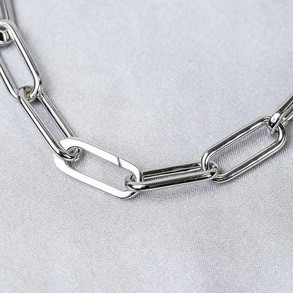 925 Sterling Silver Paperclip Necklace Bracelet Chain for Women