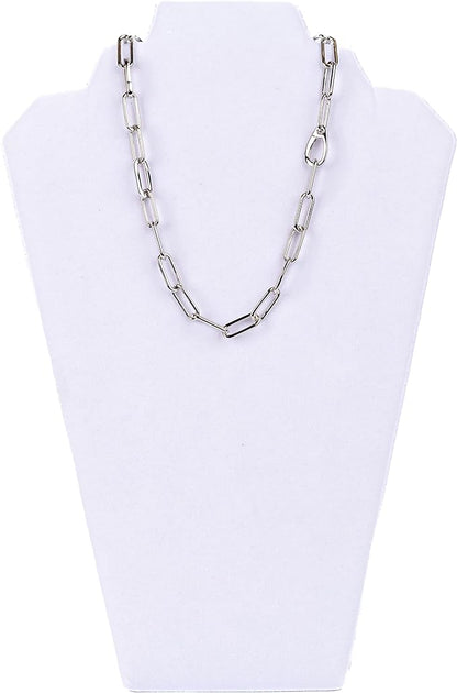 925 Sterling Silver Paperclip Necklace Bracelet Chain for Women