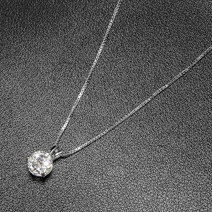 Man-Made Diamond Necklace | 3CT Round Cut Silver Pendant For Women