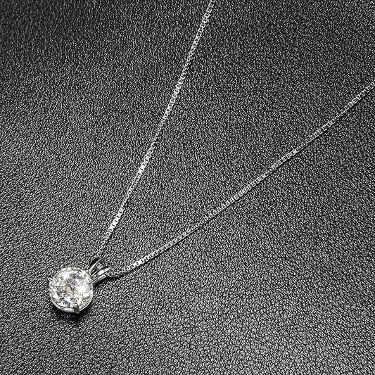 Man-Made Diamond Necklace | 3CT Round Cut Silver Pendant For Women