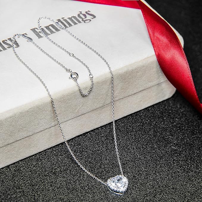 Elevated Heart Necklaces | Silver 3CT Pendant For Women