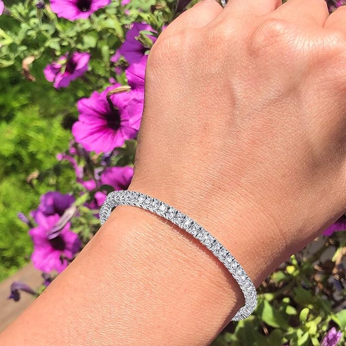 Tennis Bracelets For Women | 5CTTW Tennis Bracelets For Women | Sterling Diamond Silver Tennis Bracelet | Diamond Bracelets For Women | Tennis Bracelet | Tennis Bracelet 8 Inches