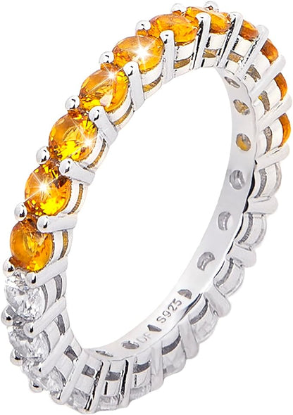 Stones Eternity Band Rings | Yellow Emerald and Diamond Wedding Band