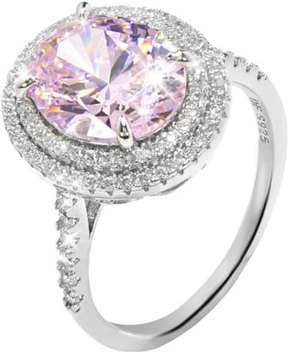 Man-made Pink Round Cut Engagement Ring