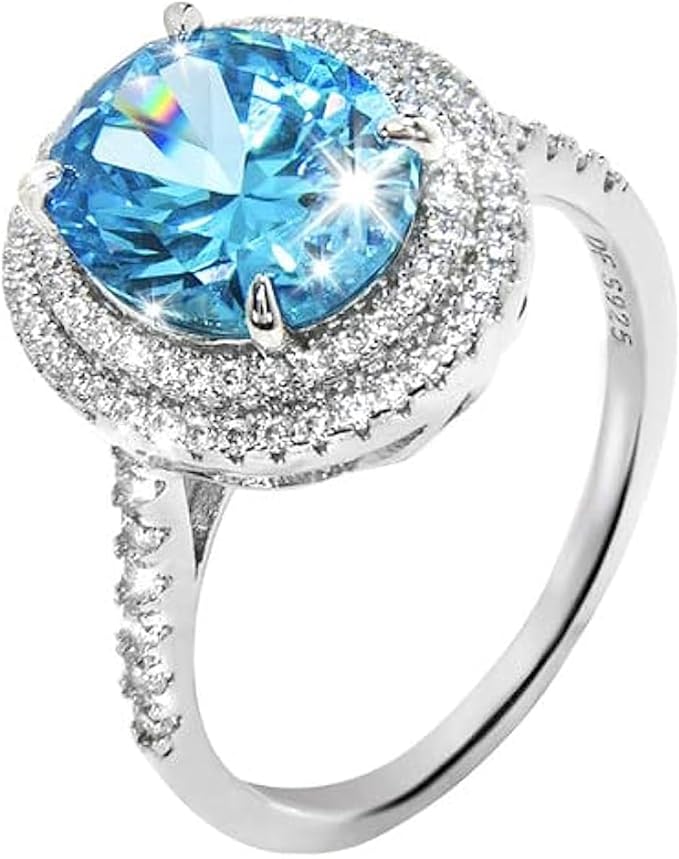 Blue Round Cut Engagement Ring