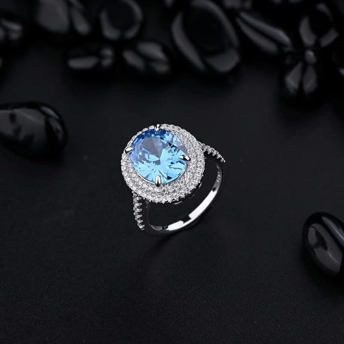 Blue Round Cut Engagement Ring