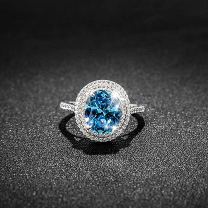 Blue Round Cut Engagement Ring