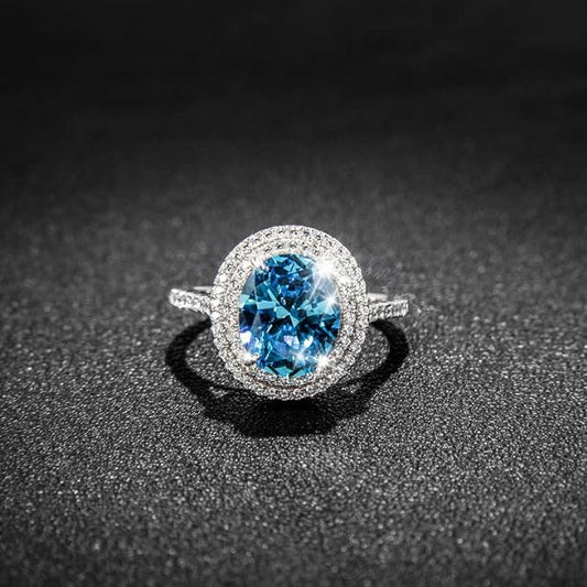 Blue Round Cut Engagement Ring