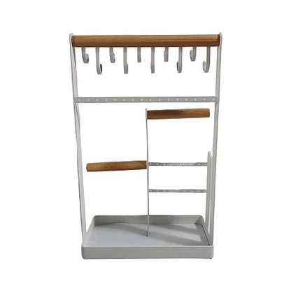 Jewelry Organizer Stand Necklace Holder with 10 Hooks | 4 Tier Jewelry Rack Necklace Holder ( White)