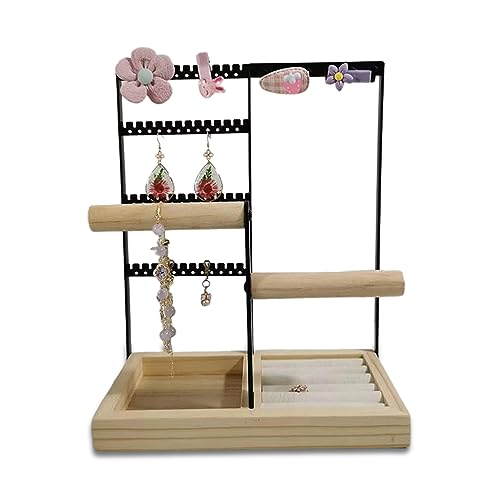 Jewelry Organizer Stand Necklace Holder with 10 Hooks | 4 Tier Jewelry Rack Necklace Holder ( Black)