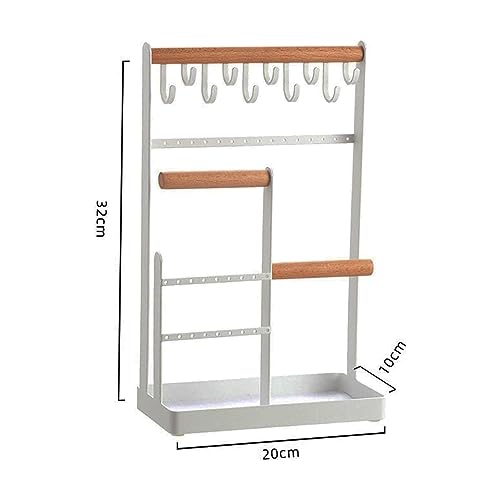 Jewelry Organizer Stand Necklace Holder with 10 Hooks | 4 Tier Jewelry Rack Necklace Holder ( White)