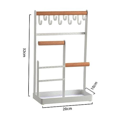 Jewelry Organizer Stand Necklace Holder with 10 Hooks | 4 Tier Jewelry Rack Necklace Holder ( White)