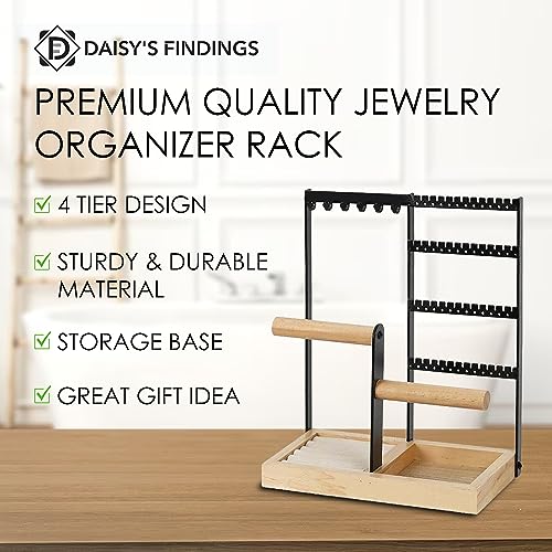 Jewelry Organizer Stand Necklace Holder with 10 Hooks | 4 Tier Jewelry Rack Necklace Holder ( Black)