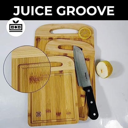 Cutting Boards For Kitchen | Good For Meat, Veggies & Fruits ( Set of 3 )